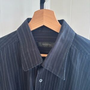 Ermenegildo Zegna Navy Pinstripe Cotton Button-Down Shirt
